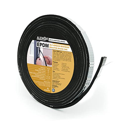 Alenor EPDM Black Foam Insulation Tape Self Adhesive 1/5"x1" x 33' Ft –Pack of 1- Weather Stripping for Doors & Windows,Soundproofing,Door Seal,Weatherstrip,Pipe Cooling,Air Conditioning Seal Strip - size: 1/5"x 1" Inch x 33' Ft