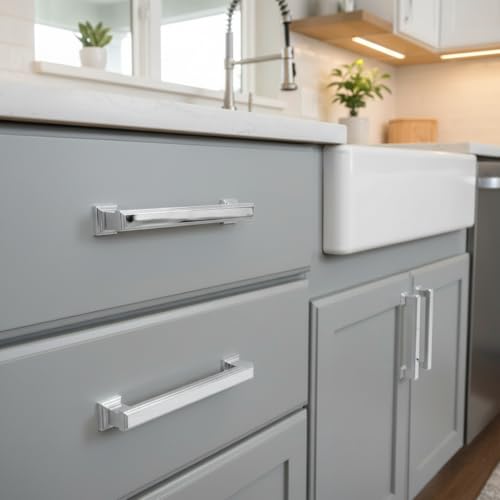 Alzassbg 10 Pack Polished Chrome Cabinet Pulls, 5 Inch(128mm) Hole Center Cabinet Handles Kitchen Pulls for Cabinets and Drawer AL3071CP - color: Polished Chrome, size: 5" Hole Center