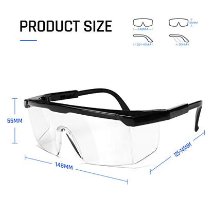 Safety glasses Industrial Goggles with Anti-fog Lens, Clear Safety glasses with Anti-Scratch UV400 protection Lens Goggles Eyeglasses - color: Black Frame