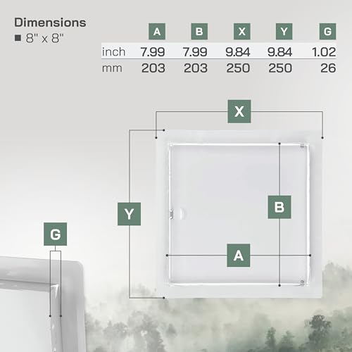 Vent Systems Access Panel for Drywall 8 x 8 Inch - Wall Hole Cover Plate - Metal Access Door with Handle - Plumbing Access Panel for Drywall - Service Shaft Crawl Space Door - Wall Access Panel - size: 8'' X 8''