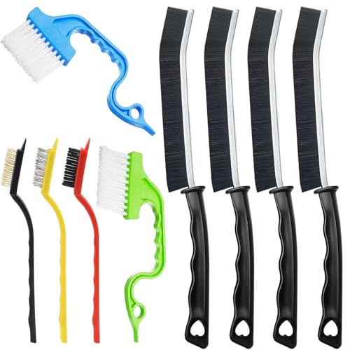 Cleaning Brush, 9 Pcs Hard Bristle Crevice Cleaning Brush Set for Kitchen Bathroom Toilet Grout Bottle Gap Window Tracks, Multifunctional Home Essentials Scrub Cleaning Tools - color: 01. Black(9p)