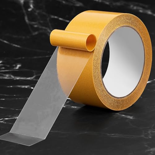 Ultra-Thin Clear Double Sided Tape Heavy Duty 2Inch X 66Feet Two Sides Strong Stick Mounting Adhesive Tape For Rug Fixed,DIY Crafts,Poster,Arts,Fixed Clothes,Paste Photo,Scrapbook,Gift Wrap,Woodworker - size: 2Inch x 66Feet