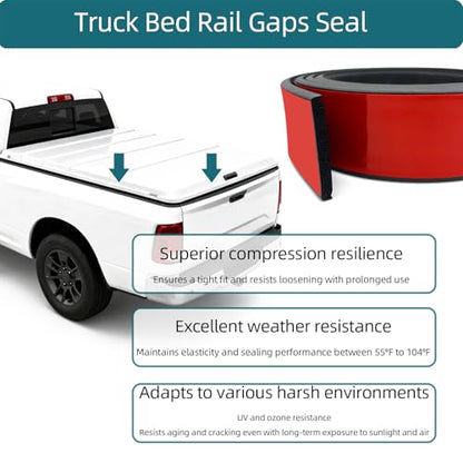 Truck Cap Seal - EPDM Rubber Topper Weather Stripping with Adhesive (2" W x 0.25" H x 10' L) | Camper Shell/Canopy/Tailgate Seal - size: 10Feet