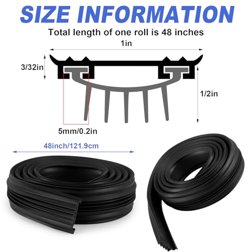 Nuanchu 1 Pcs 48 Inch Hardware U Shaped Rubber Door Bottom Sweep Weather Stripping Seal for Exterior/Front Doors Weatherproof & Noise Reducing Includes Rubber Door Seal Bottom Only (Black) - size: 48 Inch