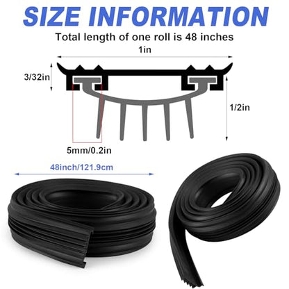 Nuanchu 1 Pcs 48 Inch Hardware U Shaped Rubber Door Bottom Sweep Weather Stripping Seal for Exterior/Front Doors Weatherproof & Noise Reducing Includes Rubber Door Seal Bottom Only (Black) - size: 48 Inch