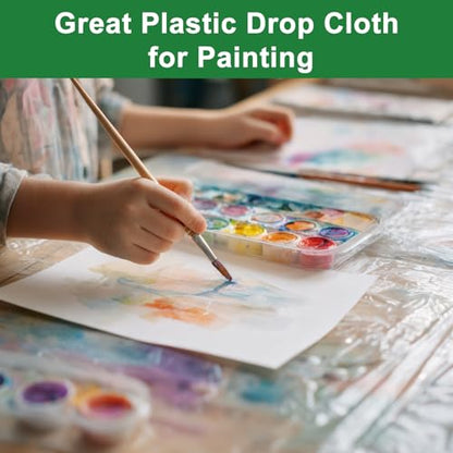 6-Pack 9x12 ft Painter Plastic Drop Cloths Sheet,Waterproof Anti-dust Cover, Disposable Tarp for Painting for Couch/Furniture Cover - size: 6pack