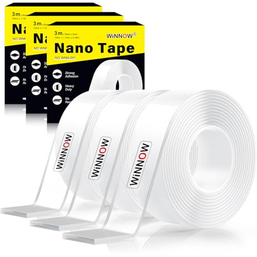 WINNOW 3 Pack Double Sided Tape for Walls - Professional Pack for Workshops, 1.2" x 120" Office & Small Business，Mounting Tape for Professional Use, Household Support Combination Set - size: Household Set-3 Pack