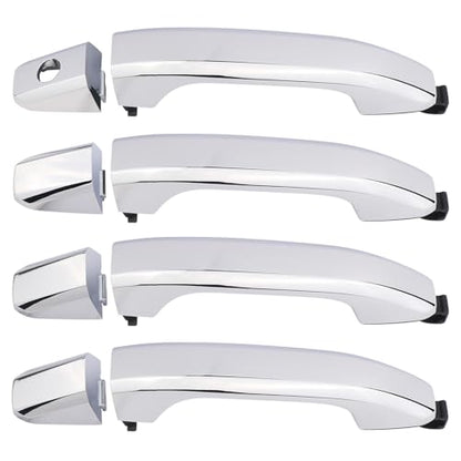 APPERFiT Exterior Door Handles w/Gaskets Set Chrome Compatible with 2014-2020 Chevy Chevrolet Silverado Suburban Tahoe, GMC Sierra Yukon Door Parts 84713663 84711849 22923609 - color: Chrome