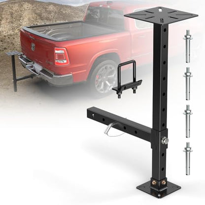 Heavy-Duty Hitch Mount Vise Plate/Bench Grinder Stand Work Table 9.45”x9.45”, Hitch Vise Holder with Adjustable Height, Universal Fit for 2-Inch Receiver