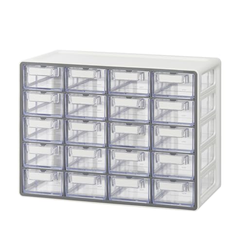 Blue Ginkgo Small 20-Drawer Cabinet – Stackable Clear Organizer for Hardware, Beads, Plastic Bricks, Office, and Craft Storage (Made in Korea, Gray) - color: GREY, size: 20 Drawer