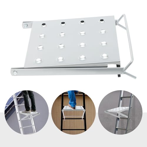 Ladder Work Platform Accessory, Heavy Duty 330 lbs Capacity Alloy Steel Foldable Work Tray for Multi-Use Ladders, Anti-Slip Paint Tool Holder for Electrical Maintenance, Painting and DIY Projects