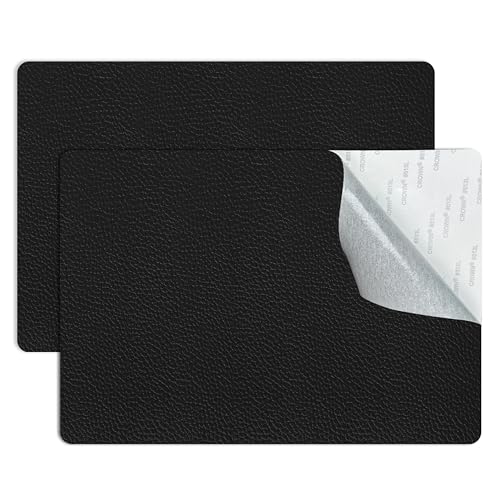 Self Adhesive Leather Repair Patch,8x12 inch Vinyl Repair Kit,Leather Repair Kit for Furniture,Car Seat,Couch,Office Chair,2 Pcs Black - color: Black, size: 8*12inch