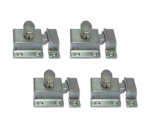 QCAA Traditional Large Oval Turn Cabinet Latch, Solid Brass, 2", for Cupboard & Other Furniture, Brushed Satin Nickel, 4 Pack, Made in Taiwan - color: Brushed Satin Nickel, size: 4pack