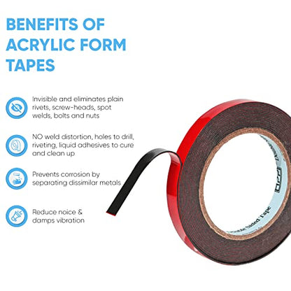 HPP Double Sided Tape, Heavy Duty Tape, Strong and Permanent for Outdoor and Indoor (0.5in x 16ft) - size: 0.5in X 16ft