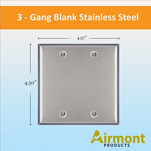 AP-10412, Stainless Steel Blank Wall Plate, 2 Gang Standard Size 4.50" x 4.57" Corrosion and Heat Resistant, Unbreakable Metal, Silver, Cover Unused Electrical Sockets or Switch Holes - size: 2 Gang