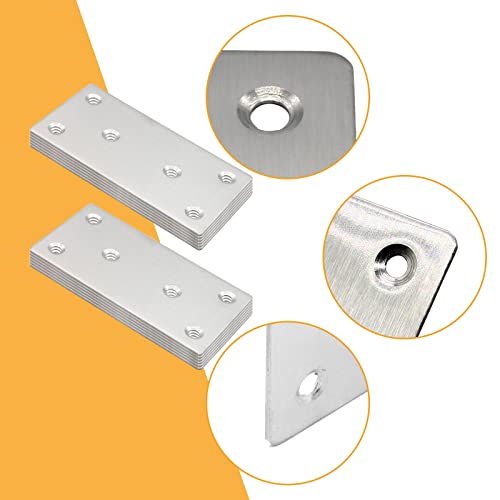 4pcs Metal Flat Straight Brace Bracket, 4'' x 2'' (L x W) Stainless Steel Mending Plate, Joining Bracket Wood Connectors for Furniture Corner Braces with Screws (Silver) - size: 4'' x 2''/ 100mm x 50mm, style: Silver-4pcs