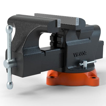 VEVOR Bench Vise, 6-inch Jaw Width 5.9-inch Jaw Opening, 360-Degree Swivel Locking Base Multipurpose Vise w/Anvil, Heavy Duty Ductile Iron Workbench Vise w/Bolts & Nuts, for Drilling, Pipe Cutting - size: 6 Inch