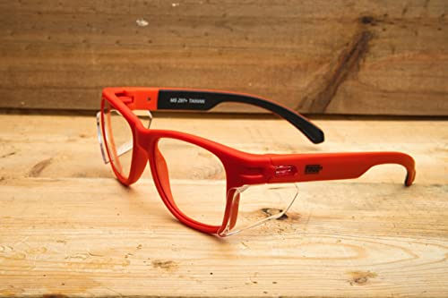 MAGID Y50 Safety Glasses for Construction | Red Frame — 1 Pair, Clear Lens | Side Shields, ANSI Z87.1+, Anti-Fog, Scratch-Resistant, 99.9% UV Protection, Polycarbonate Lens - color: Clear Lens | Red Frame, size: 1 Pair