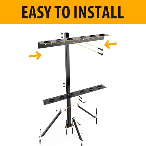Utility Trailer Tool Rack, Shovel Rack for Truck, Rake Shovel Holder Landscape Hand Tool Accessories for Trailer Truck with 6 Rubber Holes with Brackets, Black - size: 6 Hole Tool Rack