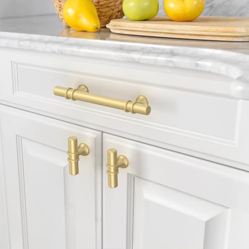 Asidrama 10 Pack 3.75 Inch(96mm) Brushed Gold Kitchen Cabinet Handles, Cabinet Pulls Kitchen Cabinet Hardware Cupboard Handles Drawer Pulls - color: Brushed Gold, size: 3.75" Hole Center, style: 10 Pack