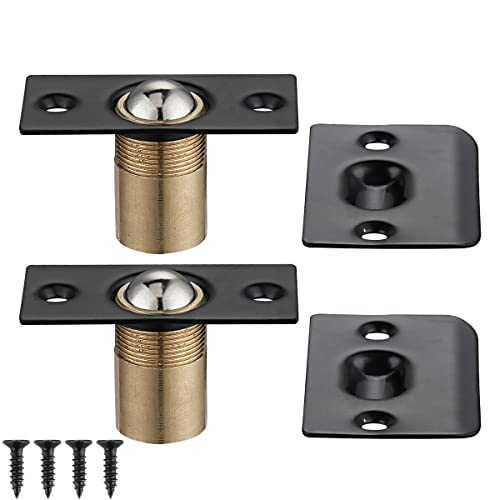 JQK Closet Door Ball Catch Hardware, Stainless Steel Catch Adjustable with Strike Plate, Black Finish 8 Pack, HBC100-BK-P8 - color: Black, size: 8 Pack