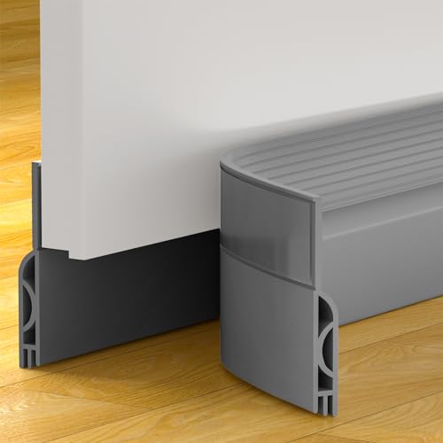 Door Draft Stopper, Door Sweep for Bottom of Door, Weather Stripping Door Seal Gap Filler Bottom Blocker Soundproofing Cold Air Insulation Save Energy Install Quickly Easily (Gray, 78‘’) - color: Gray, size: 78‘’