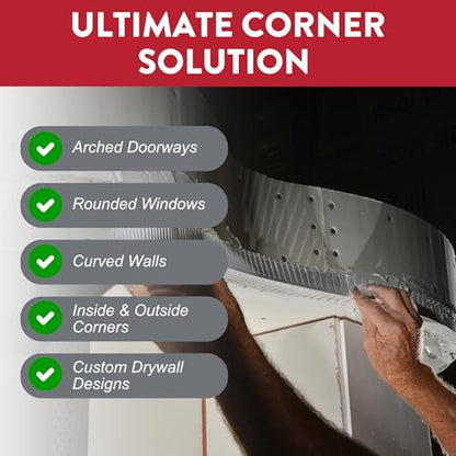 Drywall Tape – Arch-Flex Corner Bead for Drywall Repair – Flexible Composite Roll for Curved Corners – Fits Arched Windows, Vaults, Ducts – 3-1/4" x 50'