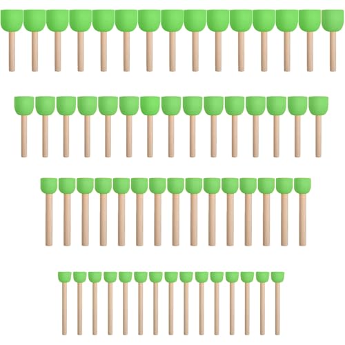 WAFJAMF 60 Pcs Assorted Size Round Sponges Brush Set, 4 Size DIY Paint Tools for Kids – Green - color: Green