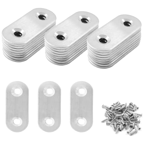 Jiozermi 24 Pcs Straight Brace, Flat Brace 1.6” x 0.6”, Stainless Steel Straight Bracket, Mending Joining Plates for Wood, Board, Bed Frame, Furniture & Shelves, Silver - size: Silver, 1.6” x 0.6”, 24 Pcs