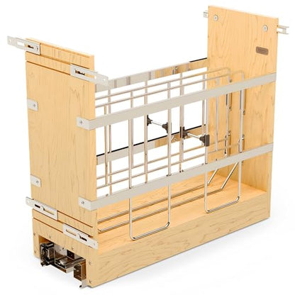 Rev-A-Shelf 8" Wooden Pullout Shelf Bakeware Organizer for Base Kitchen Cabinets with Soft Close and 100 Pound Ball-Bearings, 447-BCBBSC-8C - size: 8 Inches