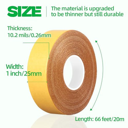 CHENYA Double Sided Tape Heavy Duty,1" X 66 Ft,High Tack Strong Wall Adhesive with Fiberglass Mesh,Super Sticky Resistente Clear Strong Mounting Tape for Crafts,Carpet,Picture - size: 1" x 66FT