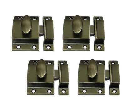 QCAA Traditional Large Oval Turn Cabinet Latch, Solid Brass, 2", for Cupboard & Other Furniture, Brushed Antique Brass, 4 Pack, Made in Taiwan - color: Brushed Anqitue Brass, size: 4pack