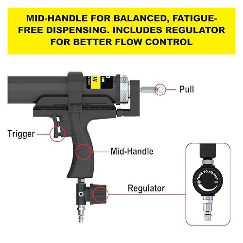 Albion Engineering AB30 Mid-Handle Air-Powered Steel Bulk Caulking Gun, 120 PSI Air Drive, 30 oz - style: Bulk Dispensing