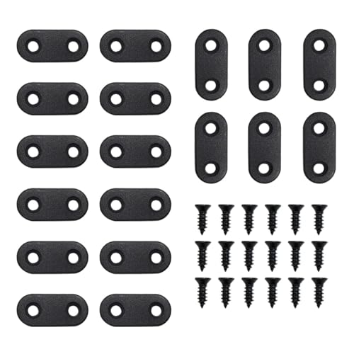20 Pack Black Straight Brace, Flat Straight Bracket with Screws, 1.42 x 0.63 Inch Repair Bracket, for Tables, Cabinets, Bookshelves - color: Black