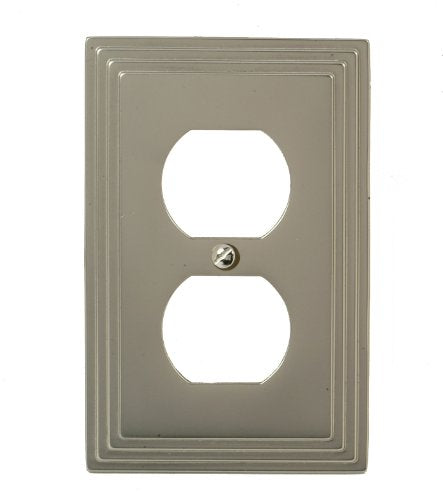 Amerelle Steps Single Duplex Cast Metal Wallplate in Satin Nickel - color: Satin Nickel, size: 1 Duplex