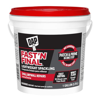 DAP Fast'N Final Lightweight Spackling, 1 gal, White - size: 1 Gallon