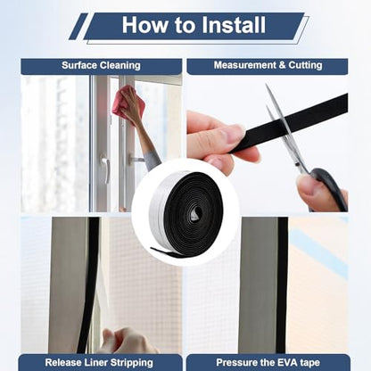 Weather Stripping Door Seal Foam Tape for Doors Windows 1/2 Inch W x 1/8 Inch T 50 FT Strong High Density Foam Insulation Strips Adhesive Tape - size: 1/2 Inch W x 1/8 Inch T 50Ft