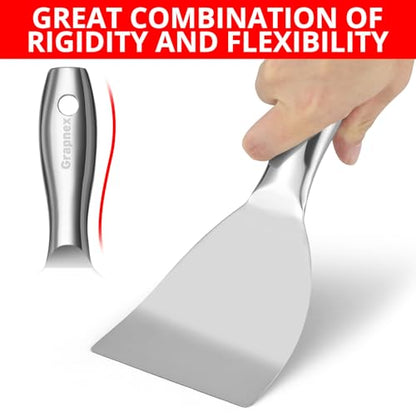 4 Pack Putty Knife Scraper,1.5",3",4",6" One Piece Premium Polished All-Stainless Steel Scraper Tool for Spreading Drywall Spackle & Mud, Taping, Scraping Paint