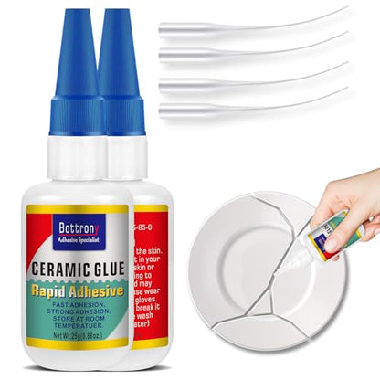 Ceramic Glue, 2 Pack Super Glue for Ceramic and Pottery Repair, Fast Instant Waterproof Cyanoacrylate Adhesive for Porcelain, Pottery, Dishes, Tiles, DIY Crafts, and More - size: 2 Pake, style: Ceramic Glue