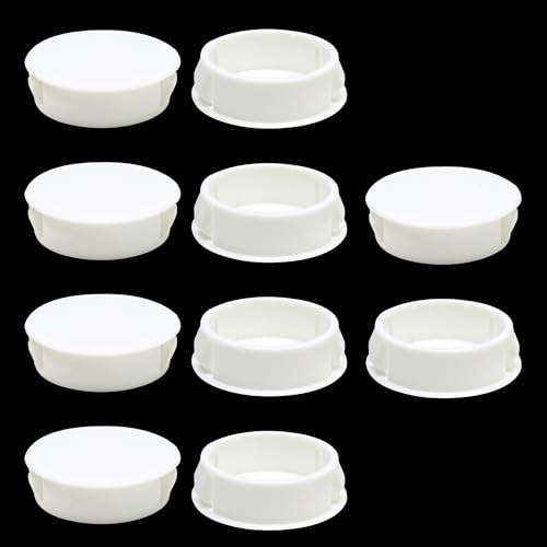 EASYEAH 1-1/4" (32mm) Plastic Hole Plugs, Flush Type Panel Snap in Locking Door Screw Shelf Hole Plug, Round Drilling Hole Cover Cabinet Furniture Cupboard Shelves Pipe Insert End Caps, 10PCS White - size: 1-1/4"/32mm