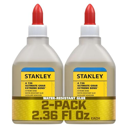 Stanley Multi Bond Polyurethane Adhesive Glue 2 x 2.36 fl oz - Fast Curing for Woodworking, Plastic, Wood, Metal Crafts and Hobby, Clear, 2.36 fl.oz. - 2 Pack - size: 2 Pack