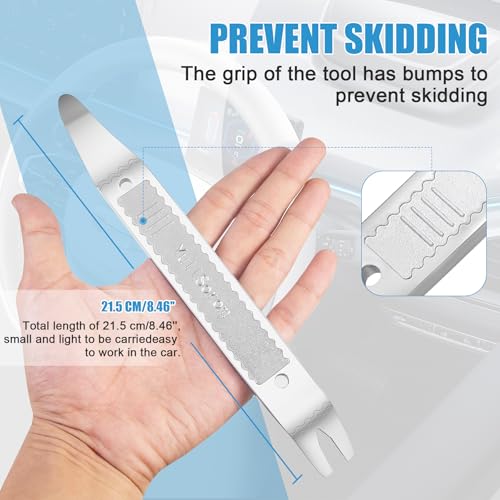 4140 Dual-purpose Steel Pry Bar, Multi-Function Trim Removal Tool for Automotive Panel,Planes Panel, Interior &exterior Trim Removal (Silver Pry Tool 2pc) - size: Double Head silver 2pcs