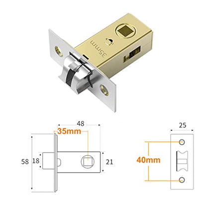 Qrity 35mm Tubular Latch, Forked Mortice Mute Latch with Stainless Steel Panel for Internal Doors, Lever Handles - size: 35mm