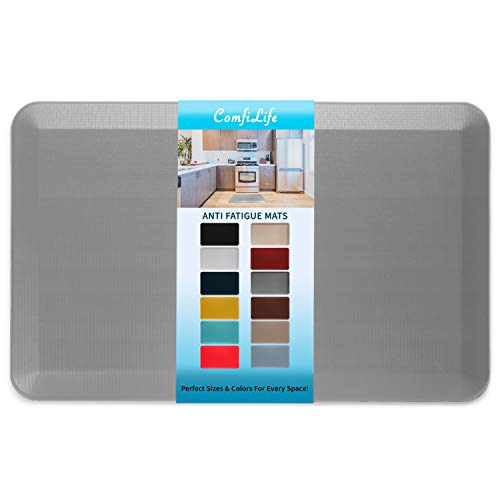 ComfiLife Anti Fatigue Floor Mat – 3/4 Inch Thick Kitchen Mats for Floor, Standing Desk Mat, Kitchen Rug – Comfort at Home, Office – Durable – Stain Resistant – Non-Slip Bottom (20" x 32", Gray) - color: Grey, size: 20" x 32"