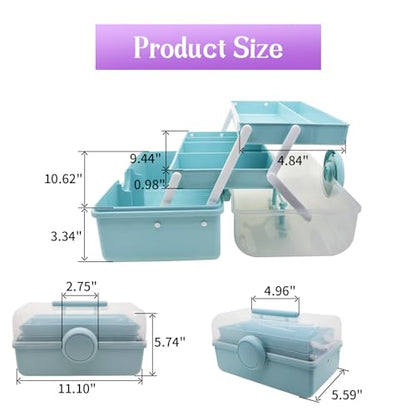 First Aid Storage Box, 3 Layers Plastic Medication Storage with Portable Handle, Art & Crafts Case/Sewing Supplies Organizer/Medicine Box/Family First Aid Box(Blue) - size: Medium Blue