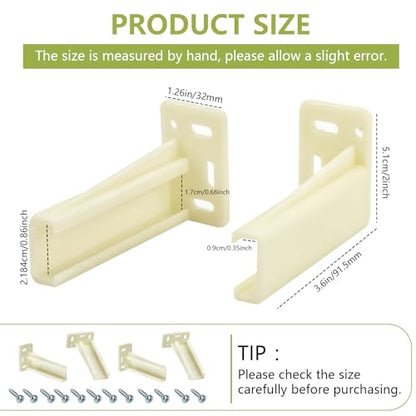 2 Pair Drawer Side Track Brackets, Face Frame Sockets for Drawer Slides, Plastic Cabinet Pull Out Shelf Slides Hardware Bottom Mount, Fits 0.86 Inch Drawer Slide, C-Shaped