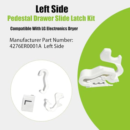 4276ER0001A Left Side Pedestal Drawer Slide Latch Compatible with LG Electronics Dryer,Replacement Assembly for Plastic Latch of Dryer Pedestals, - style: Left