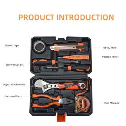 Home Repair Partner Home Hand Tool Kit And Portable Toolbox Include Wrench,Utility Knife,Screwdriver.Multi Functional Home Tool Set For House,Garage,College Dorm And Office Covering Multiple Scenarios - size: 8 pcs
