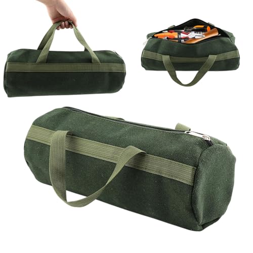 Tool Bag, Portable Multi-Purpose Canvas Tools Organizer, Heavy Duty Storage Handbag Tote Bag with Sturdy Bottom, Wide Mouth Tool Bags for Electricians, Carpenter(COLOR:Round,35 x 13cm) - color: Round,35 x 13cm