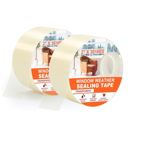 MRPAPA 2 Inch x 90 FT Window Sealing Tape,Airtight Insulation Tape that Blocks Drafts Residue-Free Clear Weather Stripping Windproof for Window/Door/Car (2)